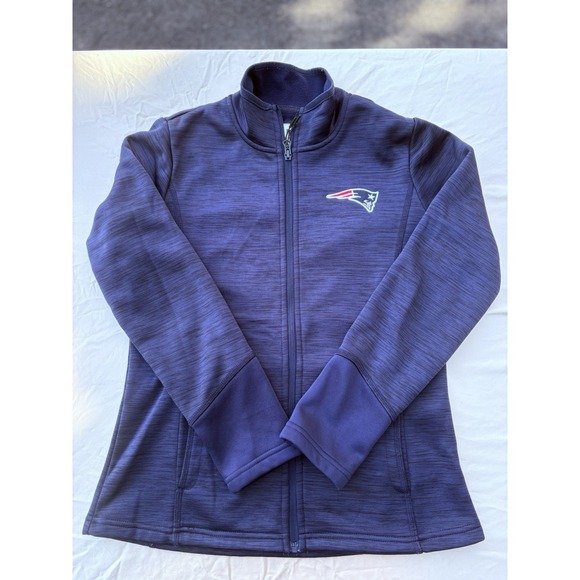 NE Patriots Jacket Woman's Small Blue Full Zip Long Sleeve Embroidered Logo EUC - Picture 1 of 6